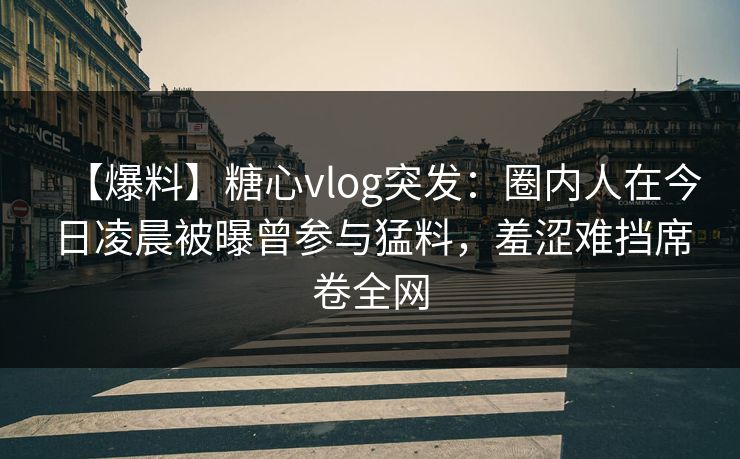 【爆料】糖心vlog突发：圈内人在今日凌晨被曝曾参与猛料，羞涩难挡席卷全网