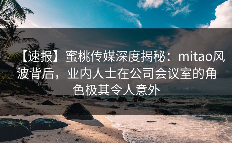 【速报】蜜桃传媒深度揭秘：mitao风波背后，业内人士在公司会议室的角色极其令人意外