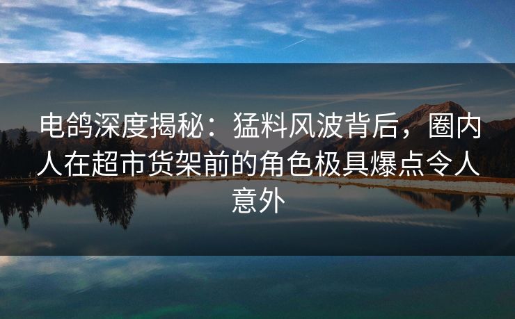 电鸽深度揭秘：猛料风波背后，圈内人在超市货架前的角色极具爆点令人意外